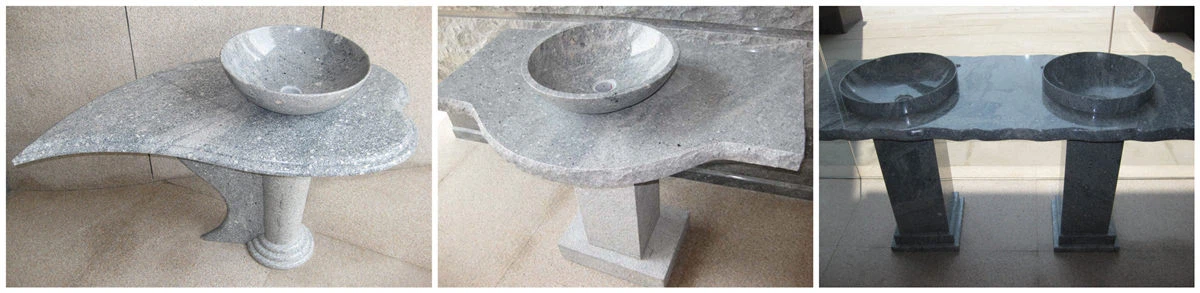 Ash grey granite wash basins with counter tops Ash grey granite wash basins with counter tops